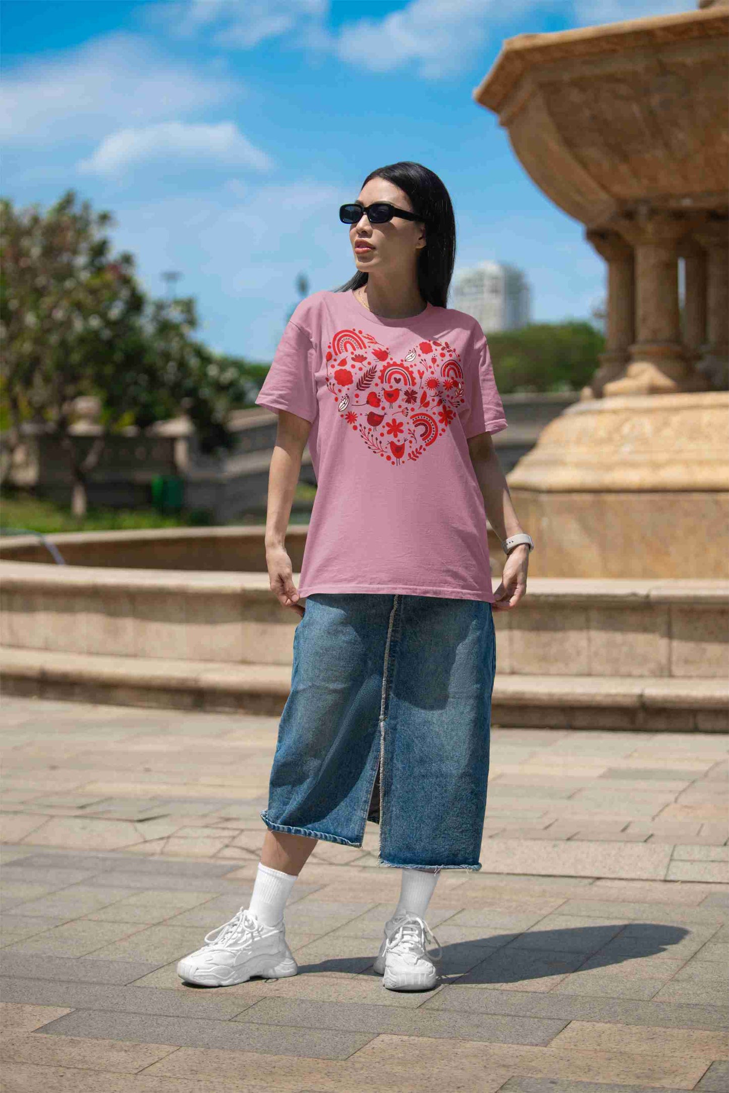 Heart collage  Terry Oversized T-Shirt