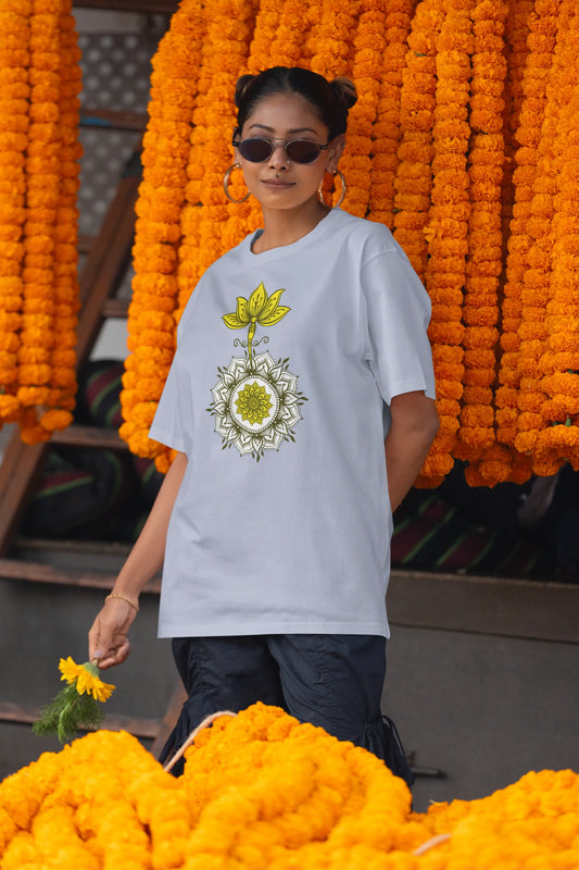 Yellow Mandala -  Terry Oversized T-Shirt