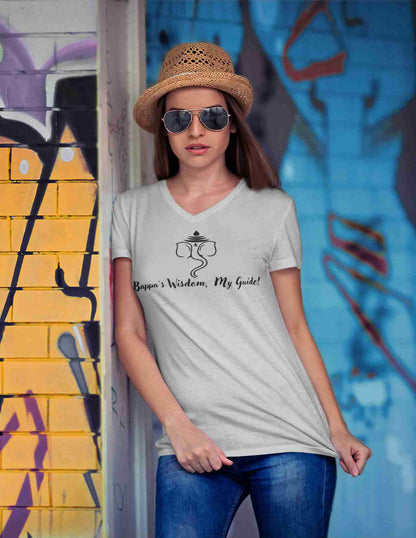 ladies-ganpati-t-shirt-hindu-deity-design-women's-spiritual-fashion-festival-wear-white 1