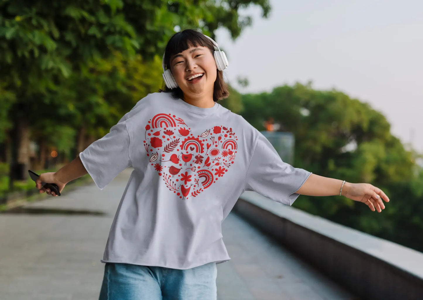 Heart collage  Terry Oversized T-Shirt